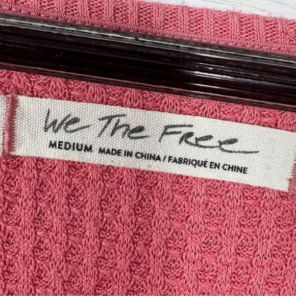 Free People Santa Clara Thermal Oversized Shirt Coral Pink Orange Medium - Picture 11 of 14